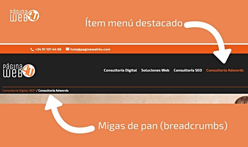 usabilidad web migas de pan