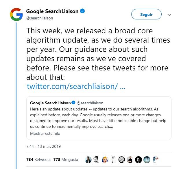 Actualización del core de Google Actualización del core de Google