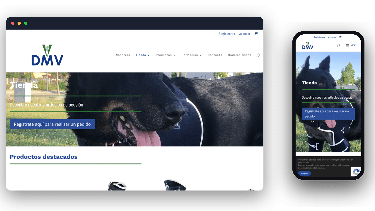 Web de VetDMV en ordenador y móvil, por PW4U