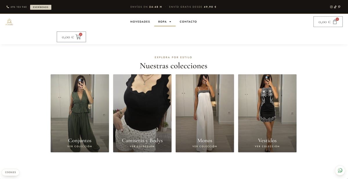 Web de Miraki Moda en ordenador y móvil, por PW4U